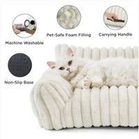 Purr Cute Cat Sofa - Soft Corduroy Fleece Pet Bed