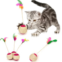 Interactive Color Feather Ball Toy for Cats