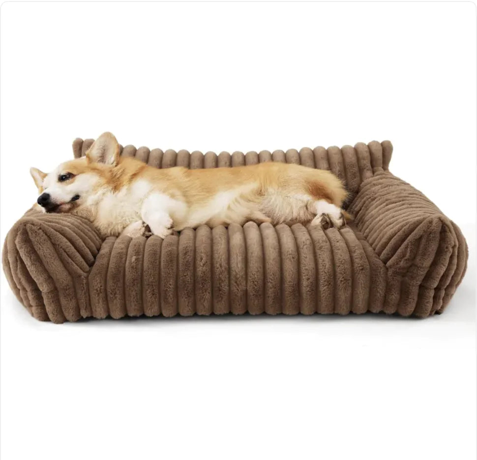 Purr Cute Cat Sofa - Soft Corduroy Fleece Pet Bed