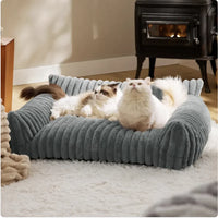 Purr Cute Cat Sofa - Soft Corduroy Fleece Pet Bed