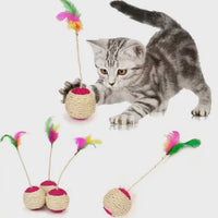 Interactive Color Feather Ball Toy for Cats